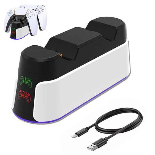 Dual PS5 Controller Fast Charging Dock with RGB Lights