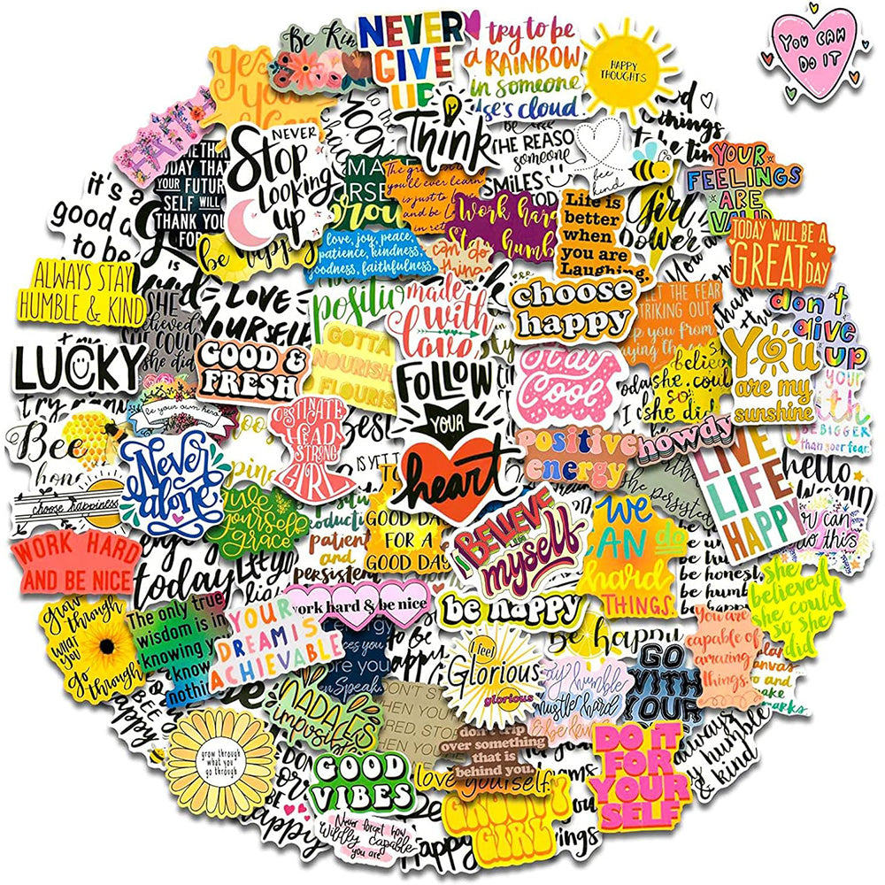 100pcs Motivational Stickers Pack Positive Quote Scarpbooking Laptop Cars