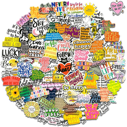 100pcs Motivational Stickers Pack Positive Quote Scarpbooking Laptop Cars