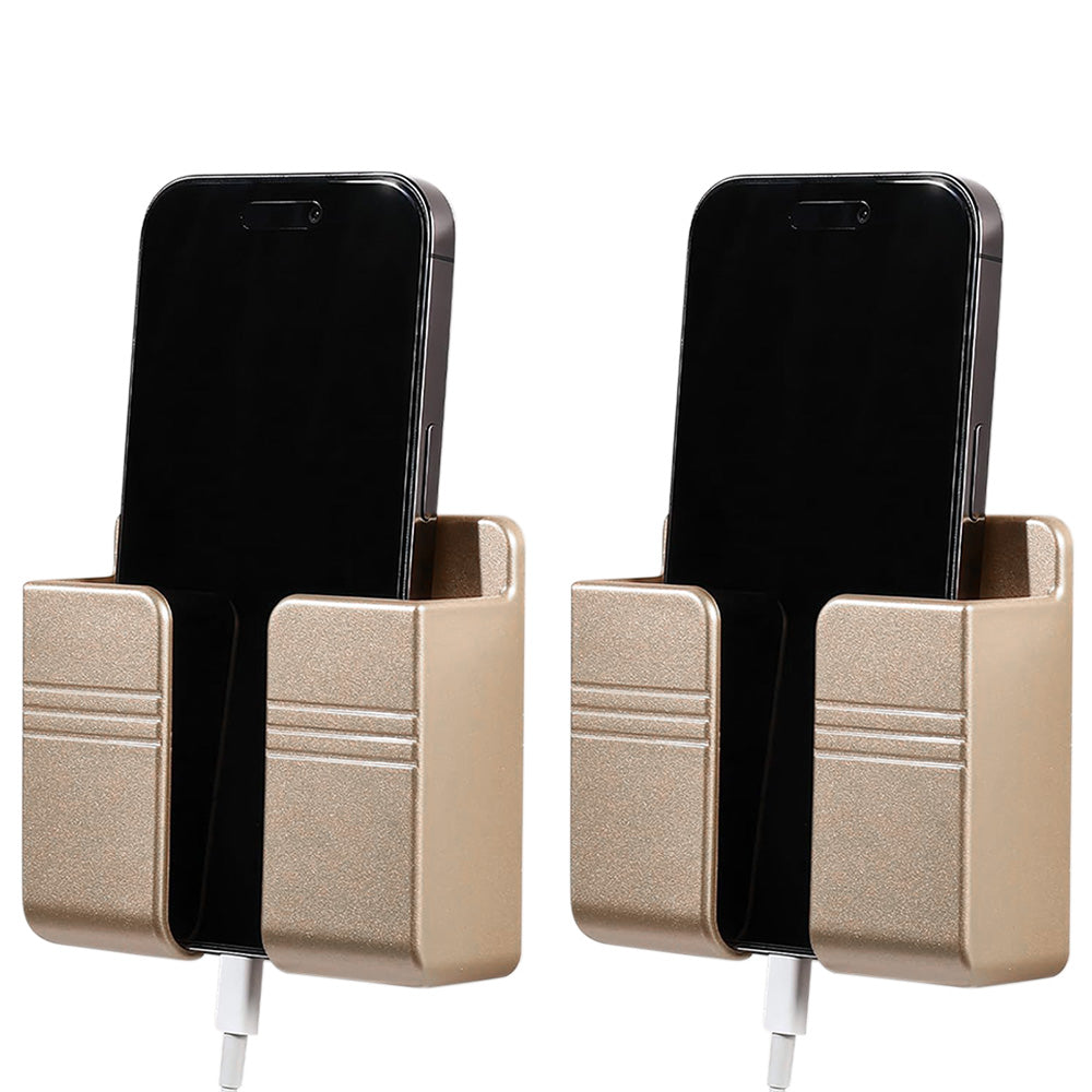 2 Pack Wall Mount Phone Holder with Peel and Stick -Gold