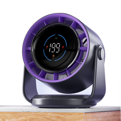 Quiet Table Fans Wall-Mounted Digital Display Rechargeable Fan for Home Office Kitchen Travel Camping Purple