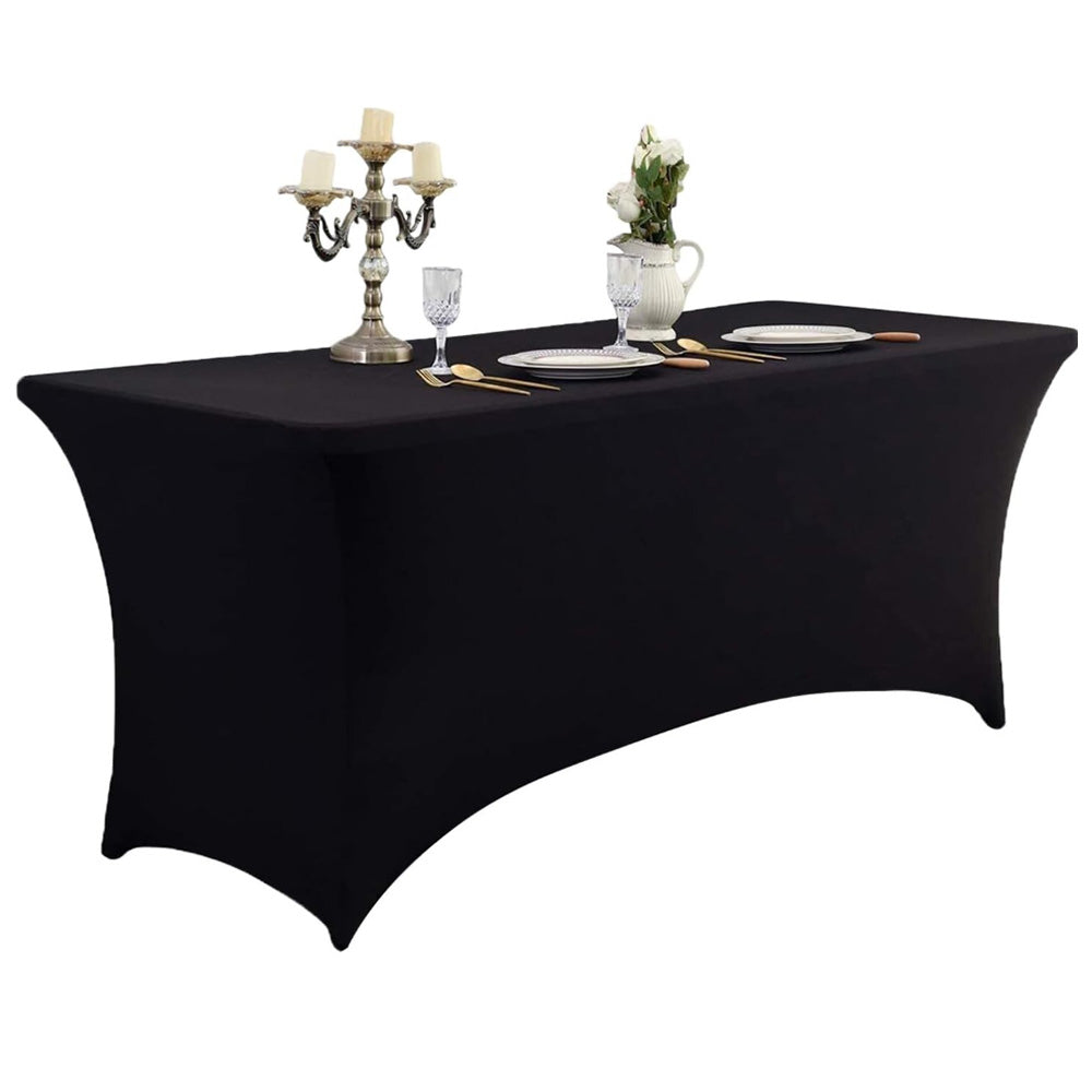 Rectangular Spandex Stretch Tablecloth for Wedding Party Black