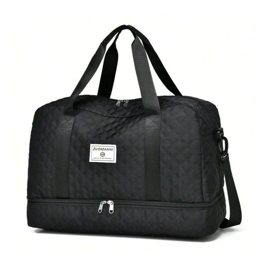 Large Capacity Travel Duffel Bag Versatile Shoulder Crossbody Weekender Bag with Shoe Compartment Black
