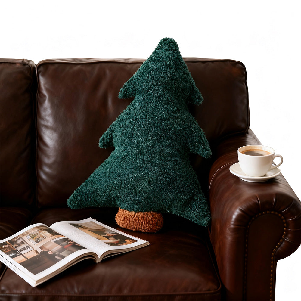 Christmas Tree Shaped Plush Pillow Soft Cushion for Holiday Home Decoration