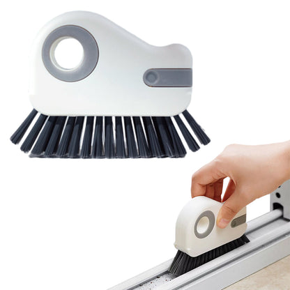 2-in-1 Groove Crevice Cleaning Brush Window Track Cleaning Tool with Hidden Scraper Gray