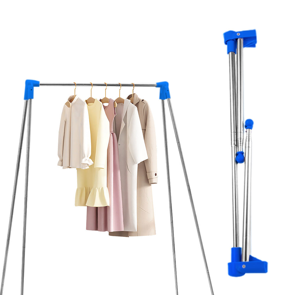 Portable Travel Garment Rack Folding Clothes Rack for lightweight Clothing Blue