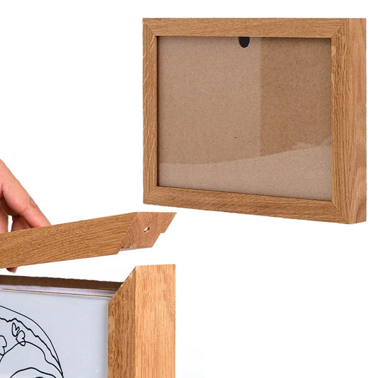 Magnetic Kids Art Frames Wooden Artwork Display Holder for Up to 100 Sheets of A4 Paper Wood