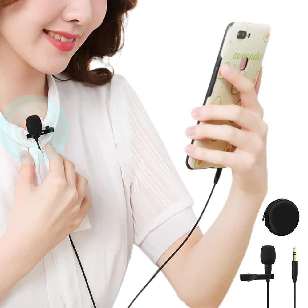 USB Lapel Microphone Clip-on Omnidirectional Microphone Lavalier Mic for Mobile Phone PC Recording Streaming 3.5mm Audio Interface