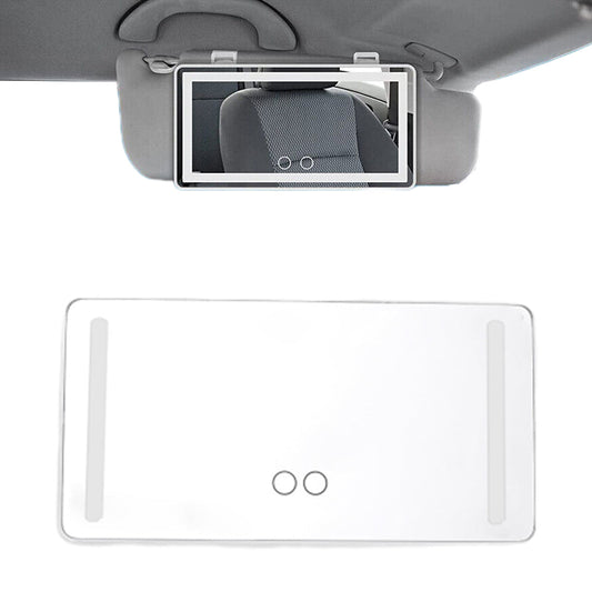 USB Car Visor Vanity Mirror Touch Screen LED Light Makeup Mirror White