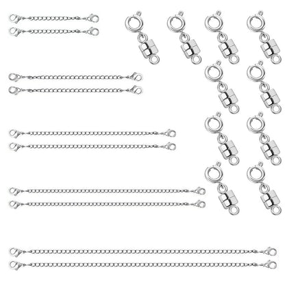 20Pcs Set Necklace Extenders and Clasps for Bracelet Chain Extension Jewelry Repair Kit White