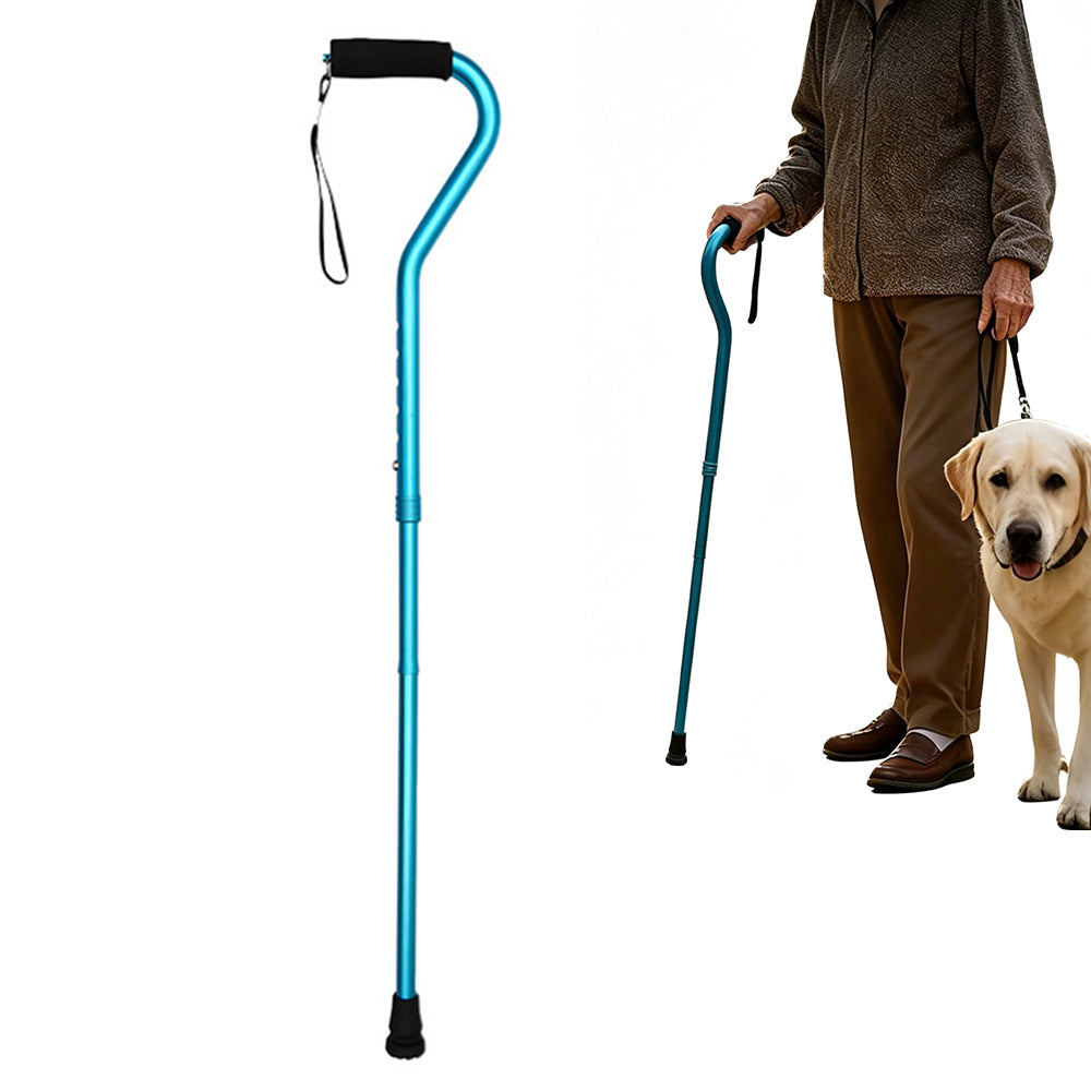 Foldable Lightweight Adjustable Aluminum Alloy Walking Stick-Blue