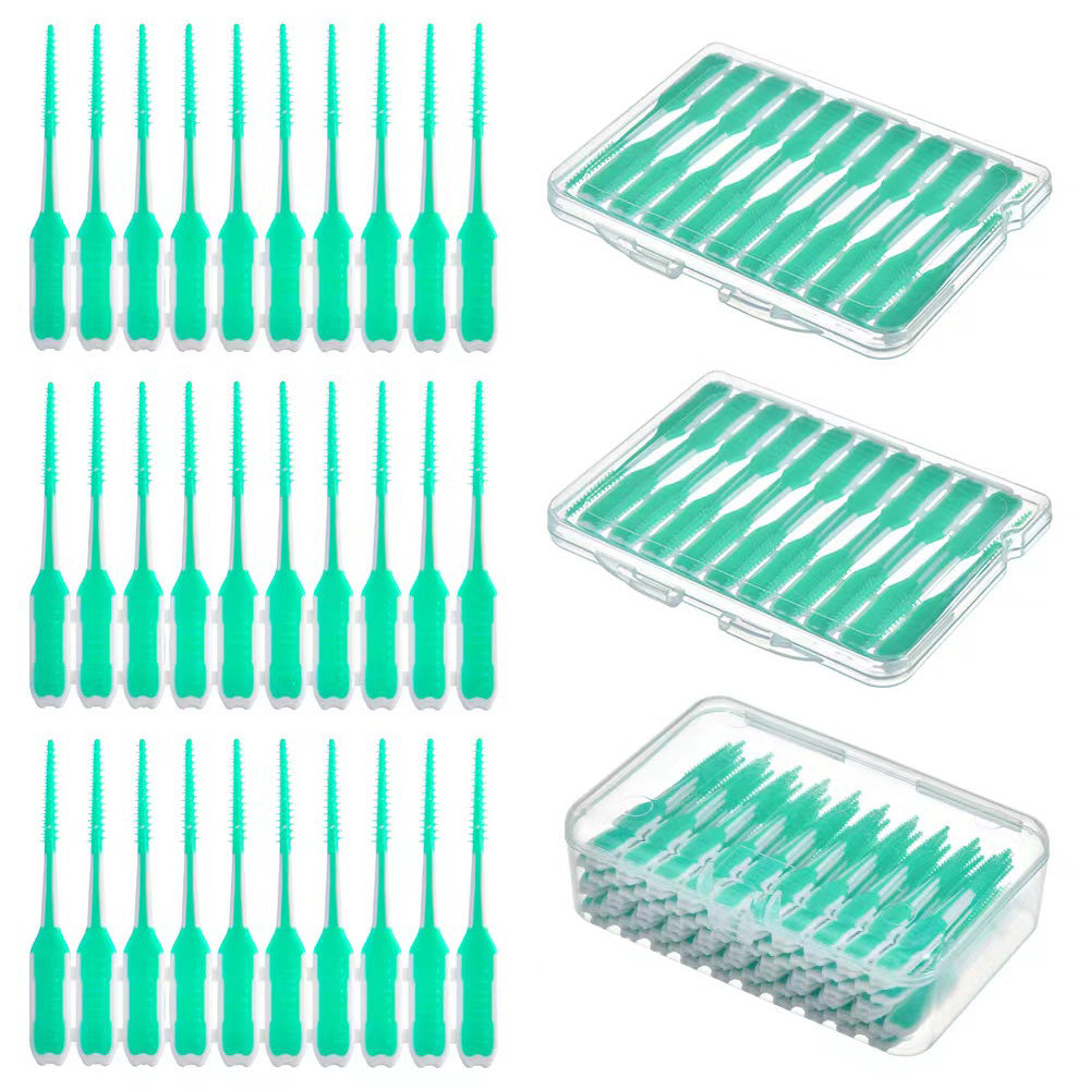 240Pcs Floss Picks Tooth Cleaners with Portable Travel Case Green
