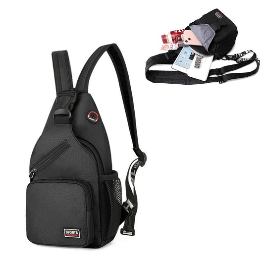 Water-resistant Travel Chest Pack Outdoor Shoulder Sling Bag Crossbody Bag with Earphone Hole Black