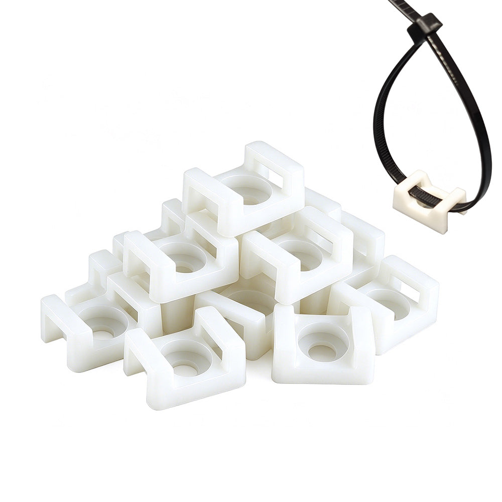 500 PCS Cable Tie Base Nylon Saddle Mount-White
