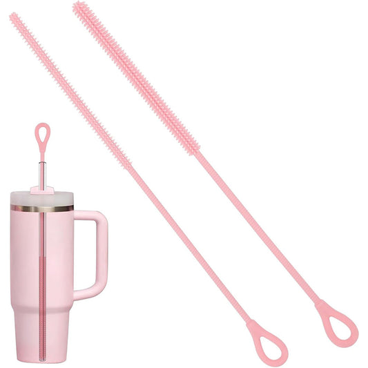 2Pcs Silicone Straw Cleaner Brushes Reusable Straw Cleaner with Bendable Steel Core