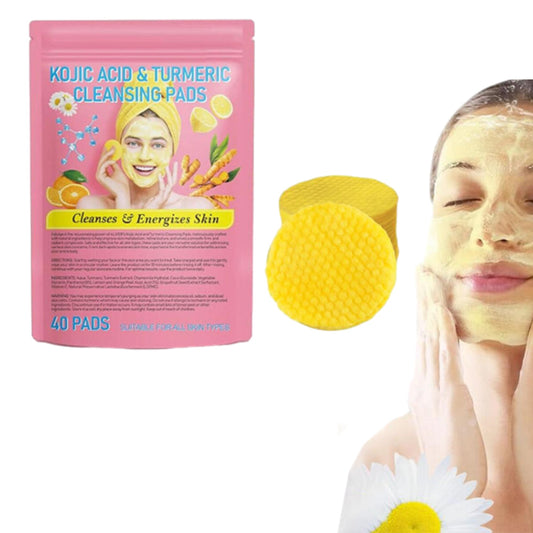 40Pcs Turmeric Cleansing Dry Pads Kojic Acid Exfoliating Pads for Face Balance Skin Oil