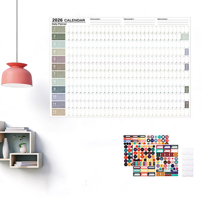 2026 Full Year Wall Planner Large Hanging Daily Calendar for Office Home