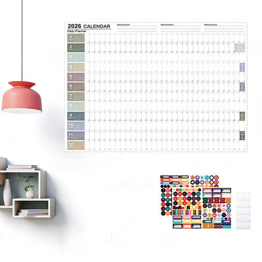 2026 Full Year Wall Planner Large Hanging Daily Calendar for Office Home