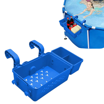 Hanging Poolside Storage Baskets with Cup Holders Above Ground Pool Accessories Blue