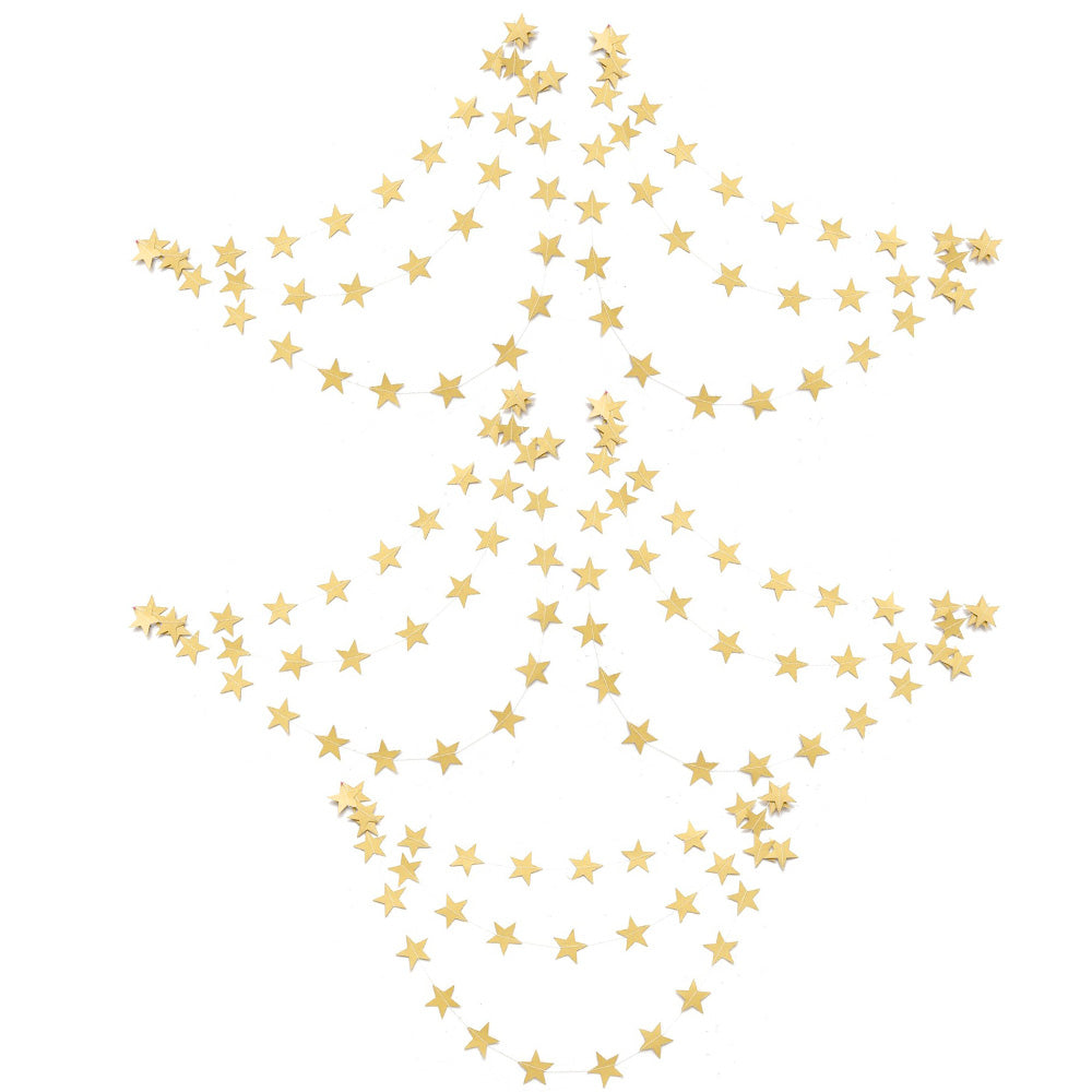 5Pcs 4m Paper Star Garland Hanging Party Decorations for Birthday Backdrop Gold