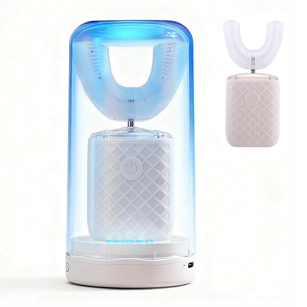 U-Shaped Automatic Electric Toothbrush ¨C With Built-In Sanitizing Cup White