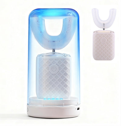 U-Shaped Automatic Electric Toothbrush ¨C With Built-In Sanitizing Cup White
