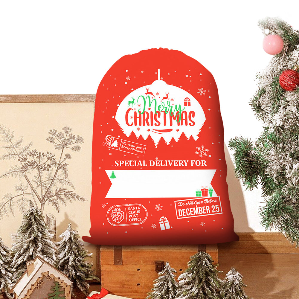 Christmas Gift Canvas Bags Santa Sacks with Drawstring Closure Style 1