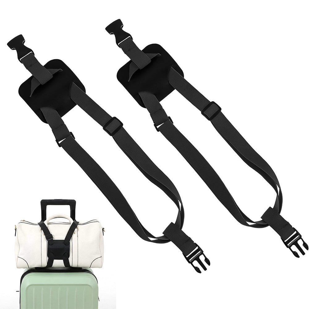 2 Piece Adjustable Elastic Luggage Strap - Black