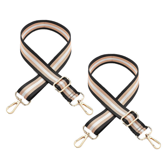 2PCS Adjustable Canvas Bag Strap with Metal Buckle for Crossbody Bags Black