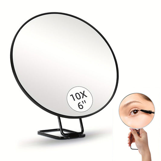 Travel Magnifying Makeup Mirror with Adjustable Stand and Suction Cup Black