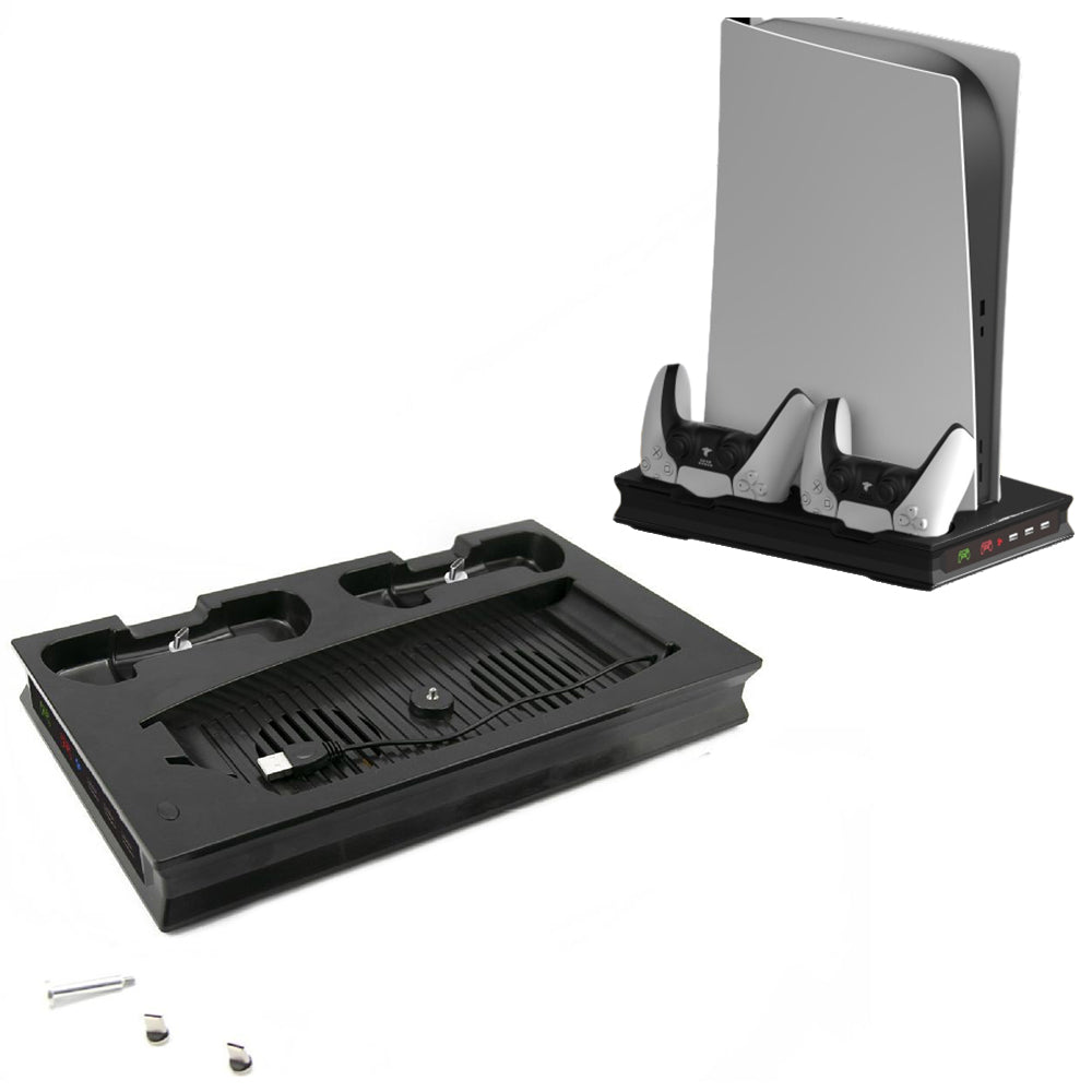 For PS5 Stand Cooling Fan with Dual Controller Charging Station Black