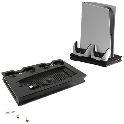 For PS5 Stand Cooling Fan with Dual Controller Charging Station Black