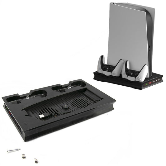 For PS5 Stand Cooling Fan with Dual Controller Charging Station Black