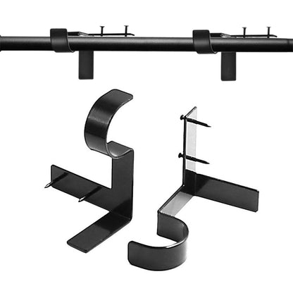 2Pcs Tap In Iron Curtain Rod Brackets -Black