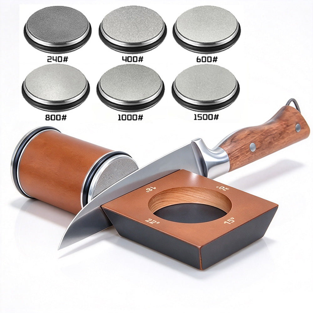 4-Angle Rolling Knife Sharpener with 6 Grit Discs Brown