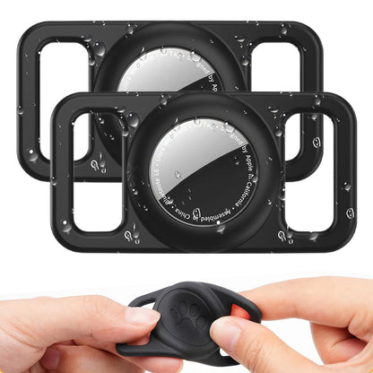 2PCS Waterproof Silicone Dog Collar Holder for Apple AirTag Black