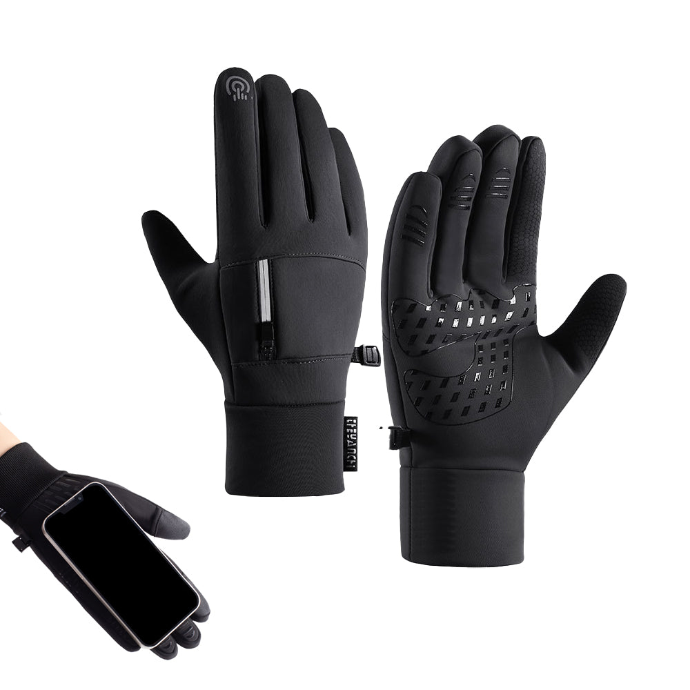 Pair of Winter Warm Gloves Water-Resistant Gloves for Cycling Fishing Skiing Hiking Travel Black