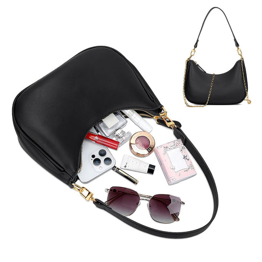 Shoulder Bag with Chain and Strap Design ¨C Underarm Purse Handbag for Women Black