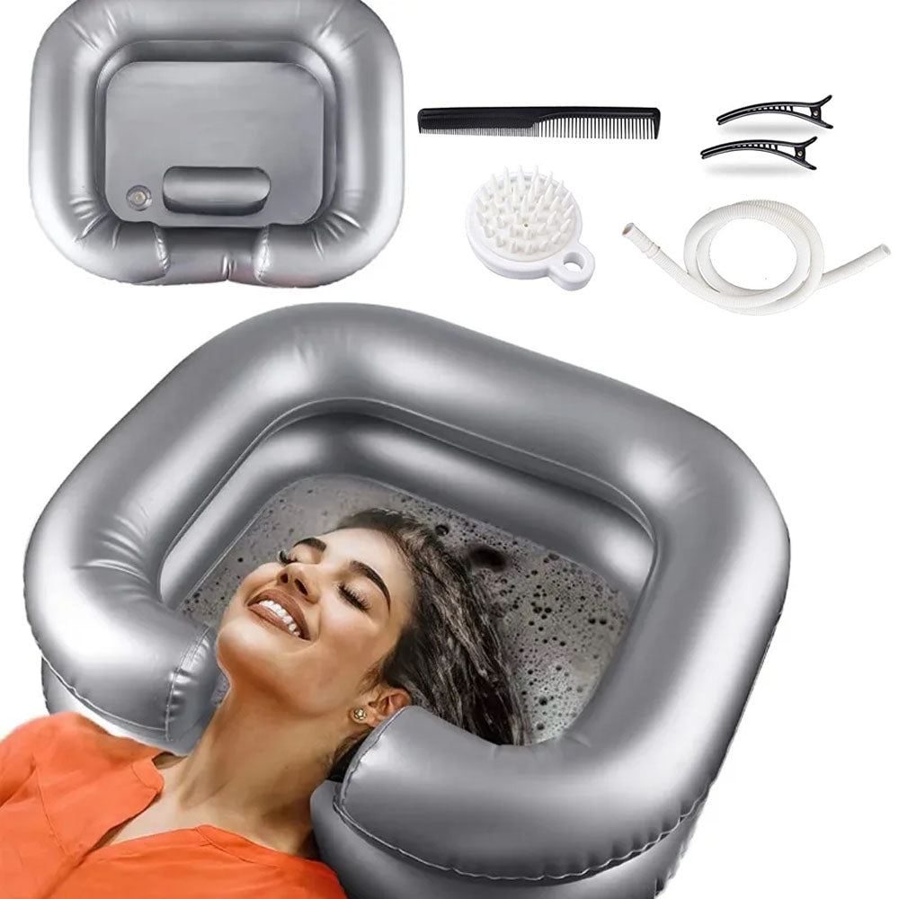 Inflatable Shampoo Basin Portable Hair Washing Tub for Haircut Dye Hair Wash Gray