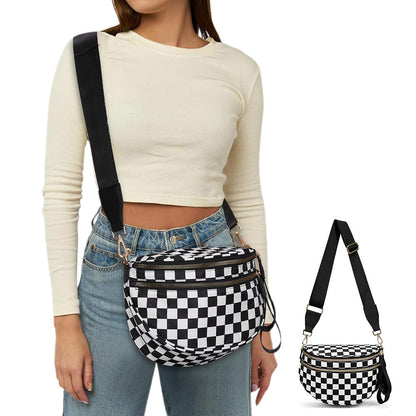 Oxford Cloth Large Capacity Crossbody Bag ¨C Lightweight Shoulder Messenger Bag for Women Black & White
