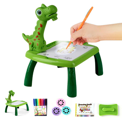 Projector Drawing  Board for Kids Painting Board with Music Green
