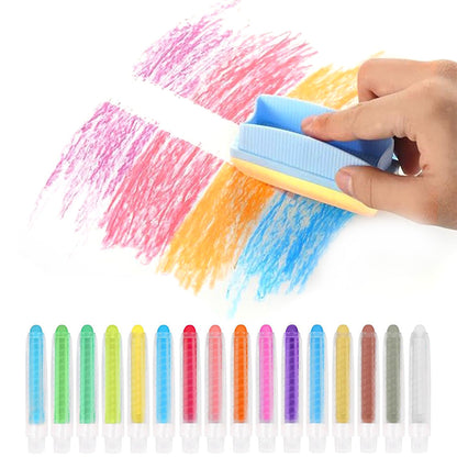 16PCS Dustless Washable Chalk Set with Eraser Non-Toxic for Drawing & Doodling
