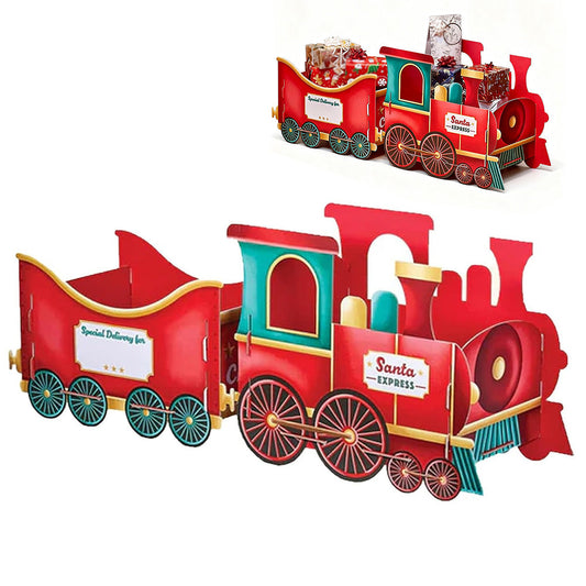 Santa Gift Train Christmas Cardboard Gift Box ¨C Present Holder Home Decoration Style 1