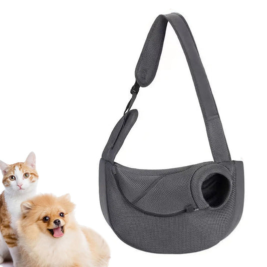Pet Carrier Sling Mesh Backpack Travel Bag for Dogs & Cats Grey