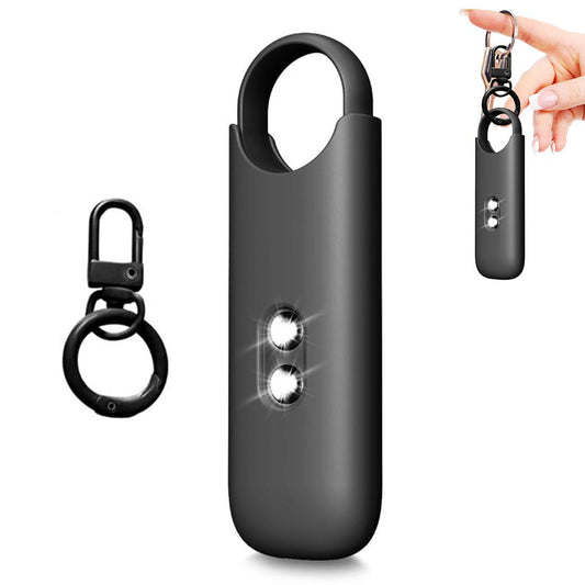 130dB Personal Alarm with Strobe Light Rechargeable Security Alarm Keychain for Women Kids Elderly Black