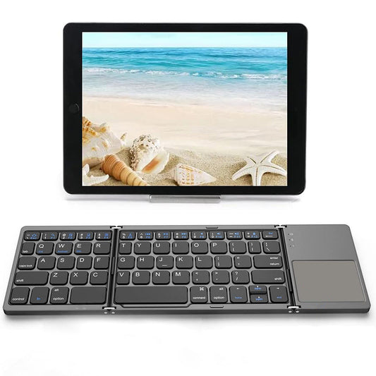 Foldable Bluetooth Keyboard with Touchpad Wireless Slim Keyboard for Windows iOS Android Device USB-B Style