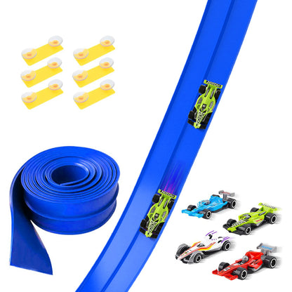 5-Meter Flexible Race Car Ramp Track Toy Set with Suction Cups Blue Outdoor Indoor