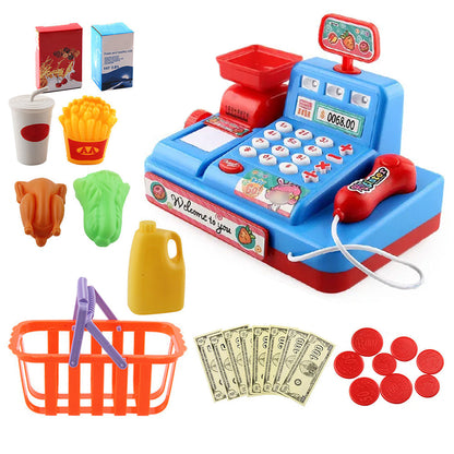 Educational Toy Cash Register for Kids with Calculator and Scanner Blue