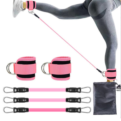 Resistance Bands Set for Legs & Glutes with Ankle Cuffs Home Gym Workout Pink