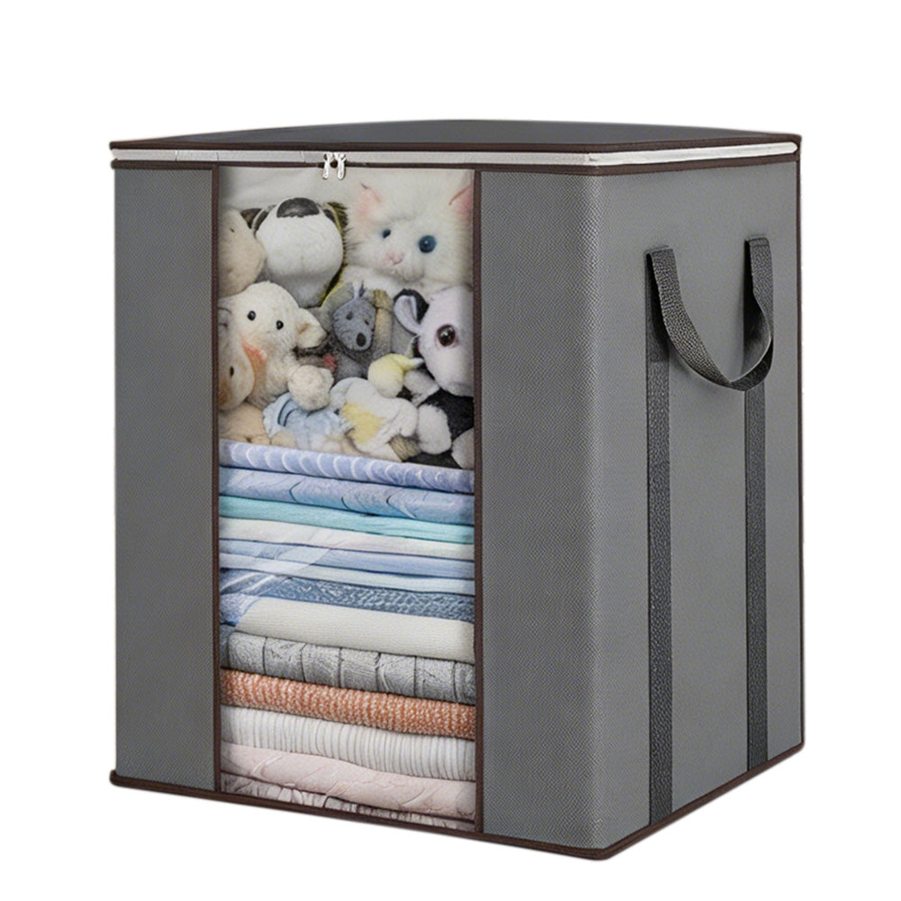 120L Foldable Storage Bag Wardrobe Organiser for Clothes Quilts Blanket Grey